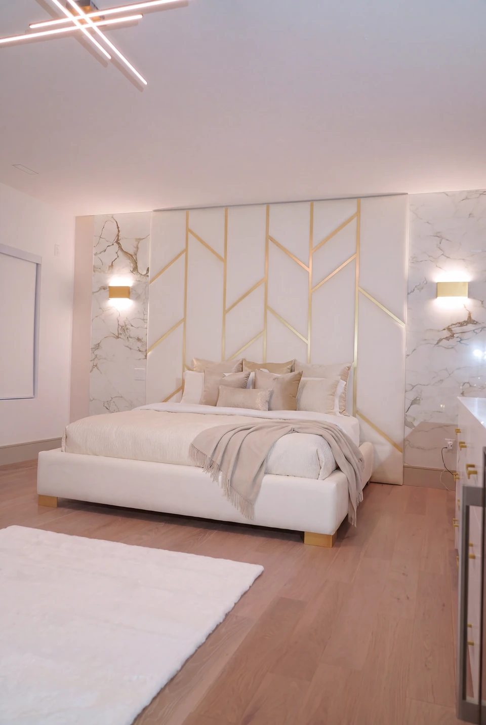 White and gold custom bedroom