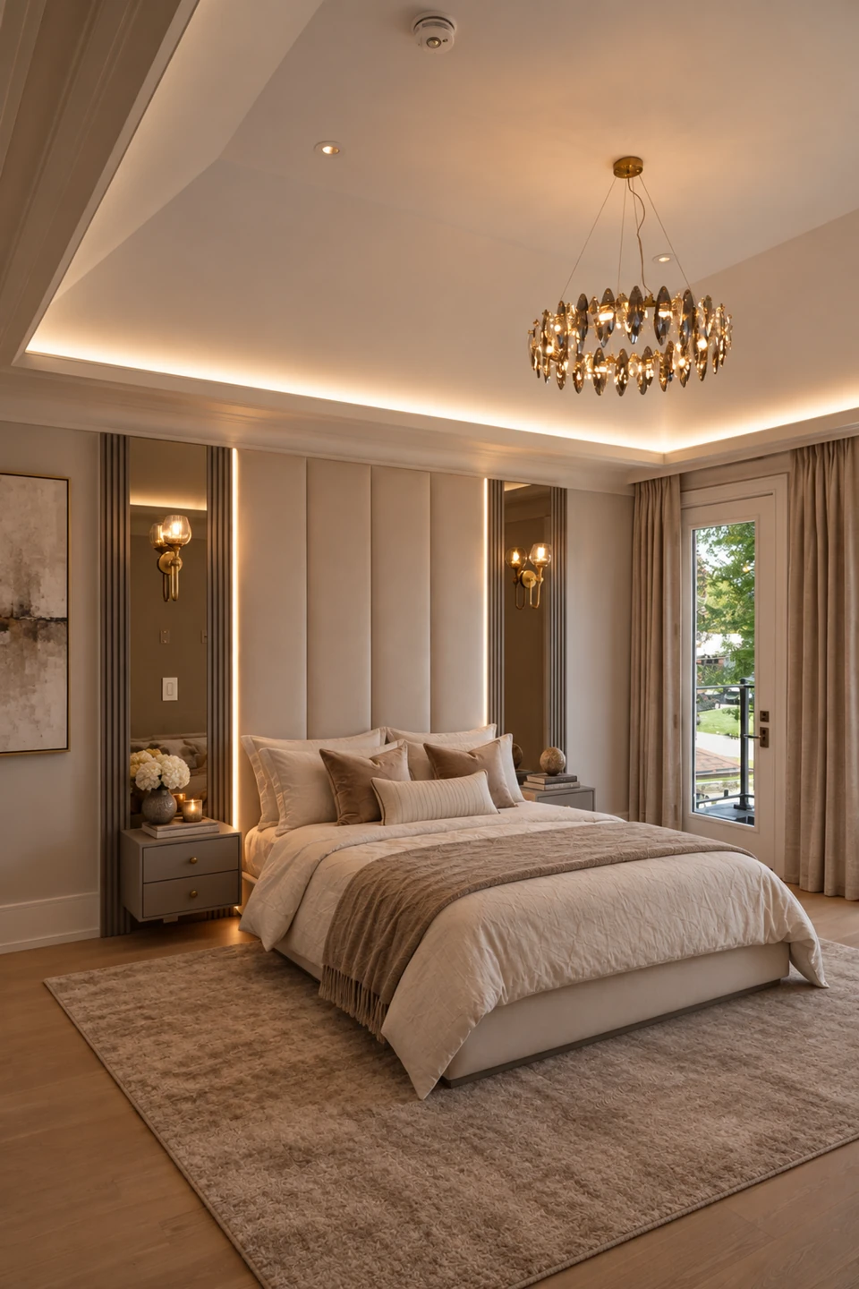 Warm neutral custom bedroom